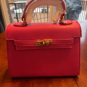 Compact Top-Handle Satchel in Bright Pink